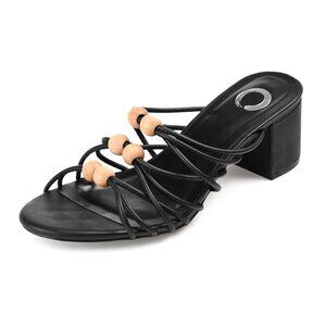NiB Journee Women's Kennadi Slip On Heeled Sandals Black Size 6.5 M $80 RY1383